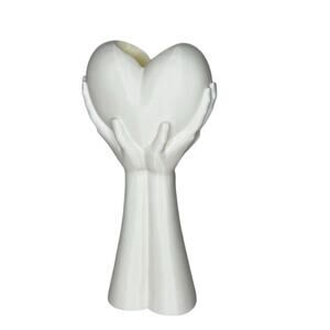 White Hands Holding Heart Figurine Plastic Modern Minimalist Love Decor Gift